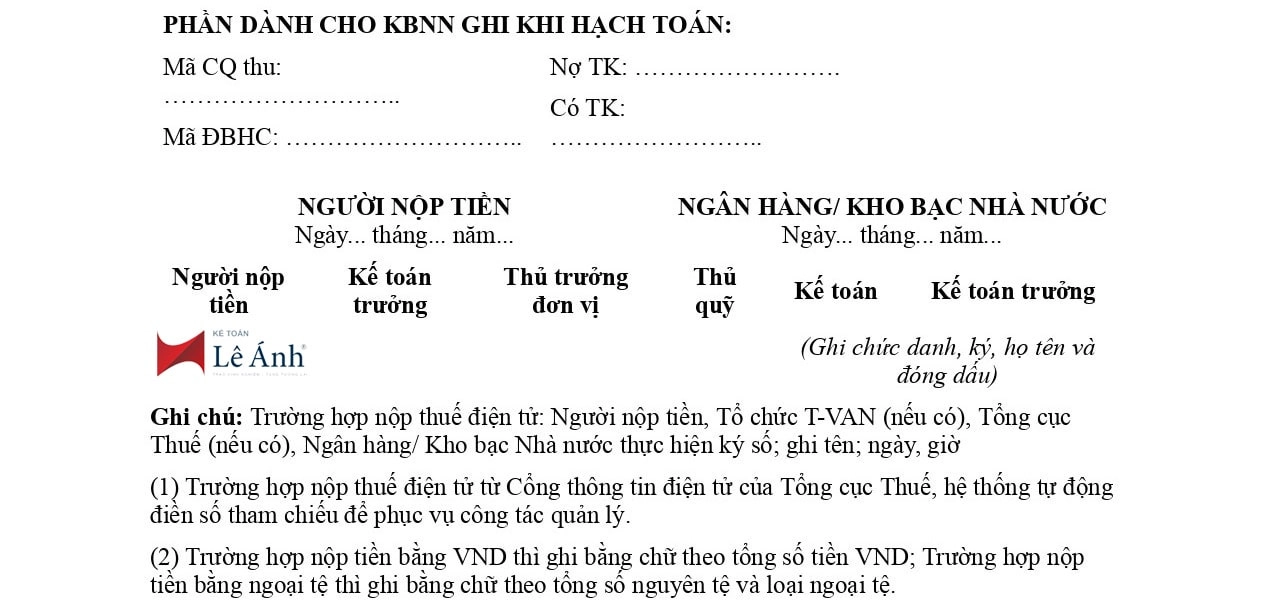giấy nộp tiền vào ngân sách nhà nước 2