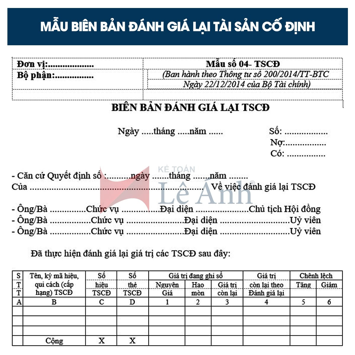 QUYẾT ĐỊNH THÀNH LẬP HỘI ĐỒNG ĐÁNH GIÁ LẠI TÀI SẢN CỐ ĐỊNH