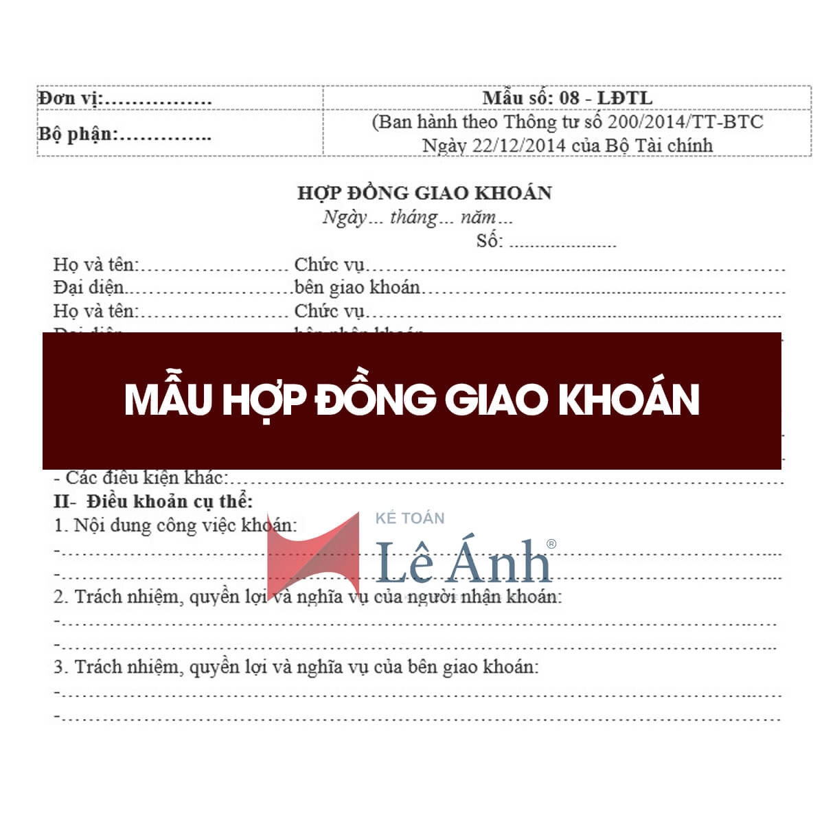 Mẫu hợp đồng giao khoán theo thông tư 200