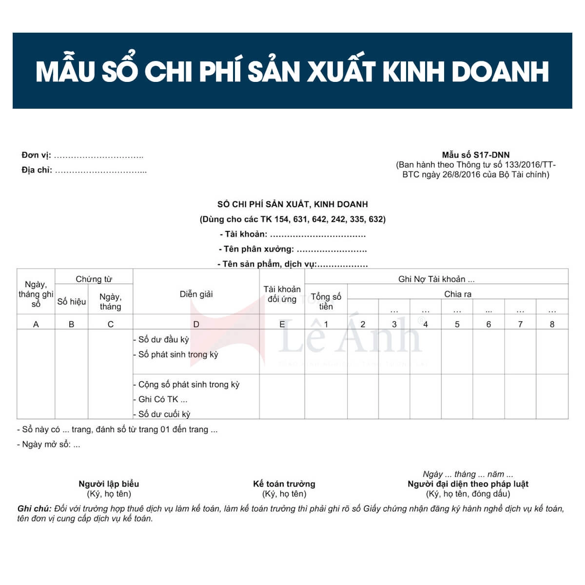Mẫu sổ chi phí sản xuất, kinh doanh - Mẫu số S17-DNN