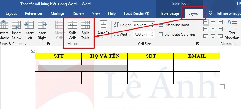 Tách dòng/ cột trong word