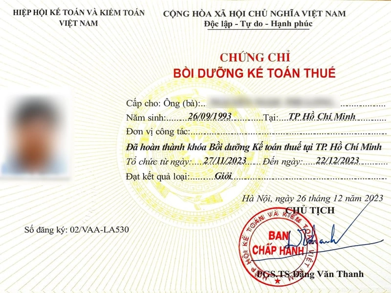 Chứng chỉ kế toán thuế