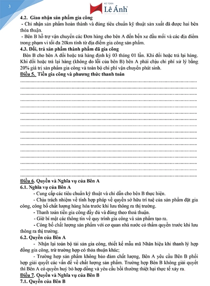Mẫu hợp đồng gia công 3