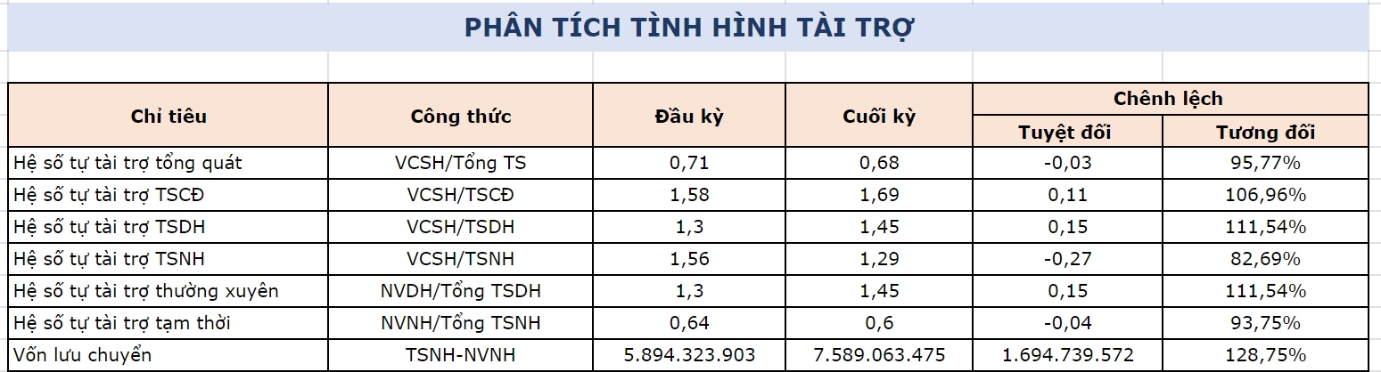 Phân tích tình hình tài trợ