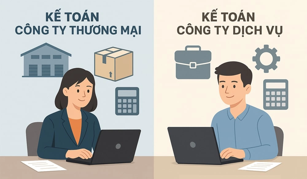 So sánh kế toán công ty thương mại và dịch vụ