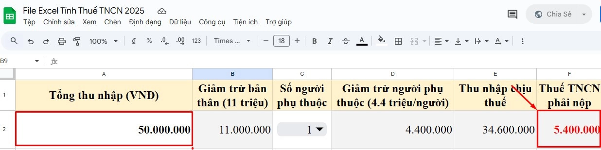 File google sheet tính thuế TNCN