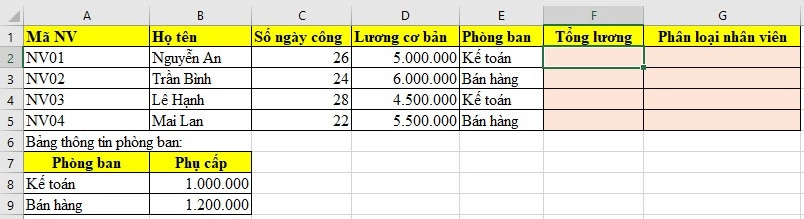 Bài tập Excel