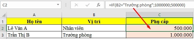 Bài tập hàm IF trong Excel có lời giải