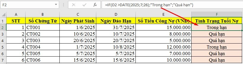 Bài tập hàm IF - Bài 6