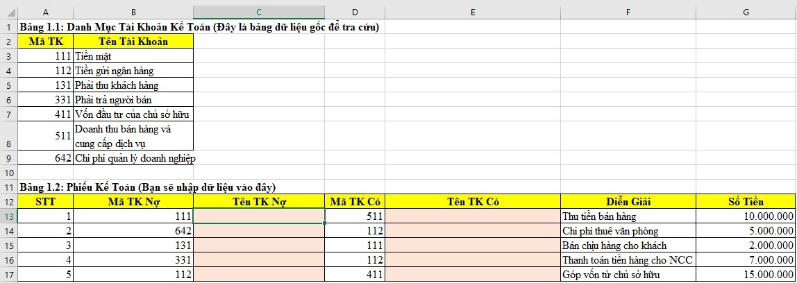 Bài tập Excel - Hàm Vlookup có lời giải