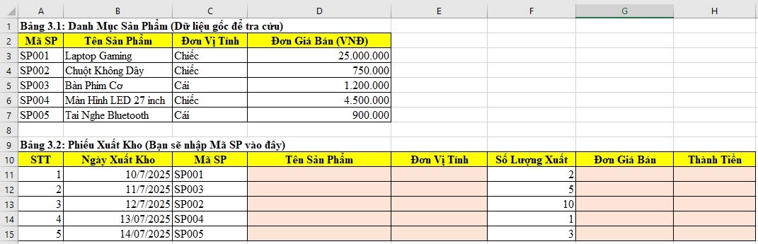 Bài tập Excel - Hàm Vlookup có lời giải