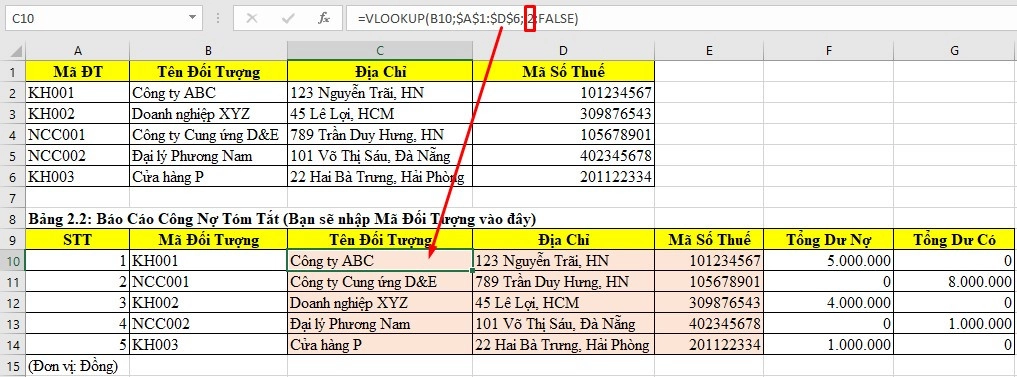 Bài tập Excel - Hàm Vlookup có lời giải
