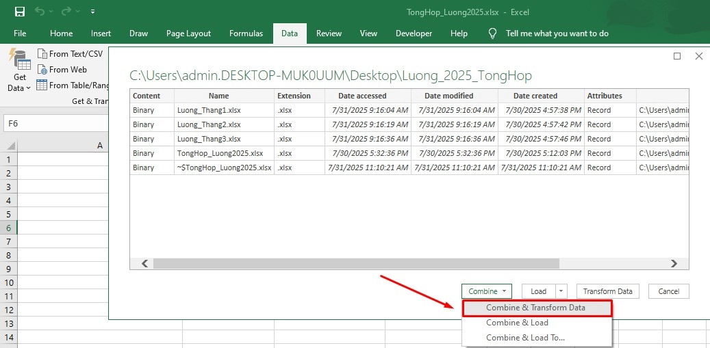 Cách gộp nhiều file Excel thành 1 file duy nhất