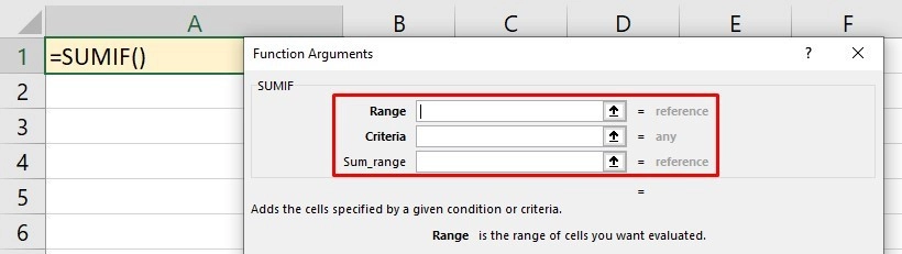 Cú pháp hàm SUMIF trong Excel