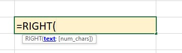 Hàm RIGHT trong Excel