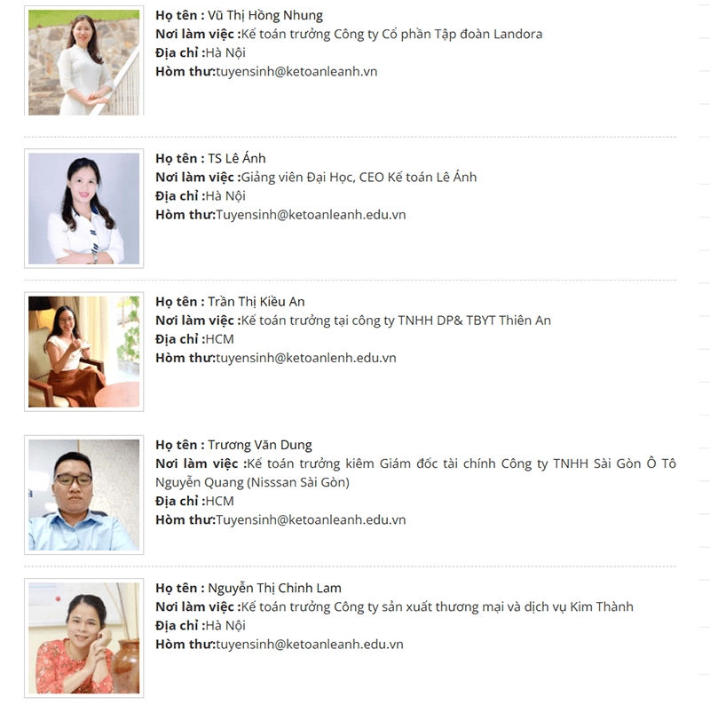 Giảng viên kế toán Lê Ánh