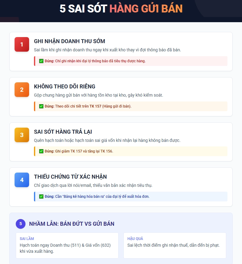 Sai sót kế toán thường gặp về hàng gửi bán