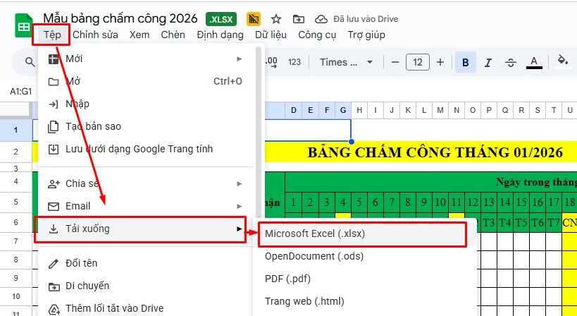 Hướng dẫn tải mẫu bảng chấm công 2026