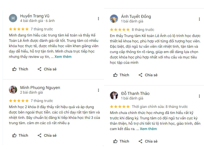 Review khóa học kế toán cho người mới bắt đầu trên Google Maps