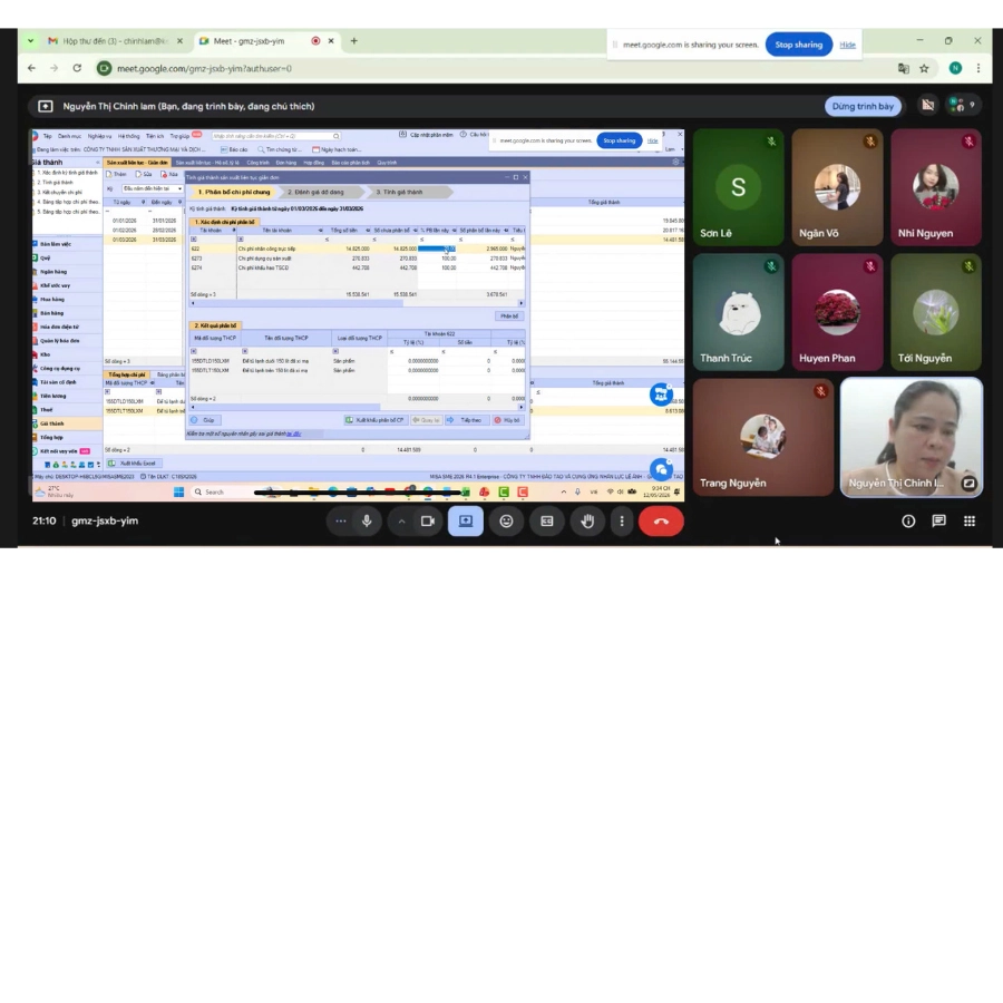 hình ảnh lớp học khóa học kế toán sản xuất online