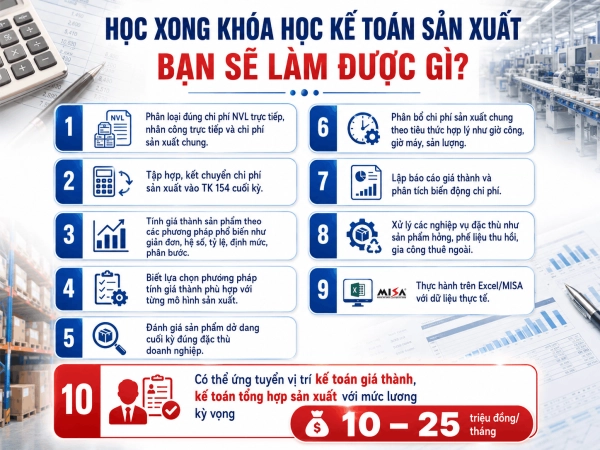 Học Xong Khóa Học Kế Toán Sản Xuất Bạn Sẽ Làm Được Gì?