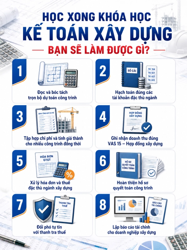 học xong khóa học kế toán xây dựng bạn sẽ làm được gì