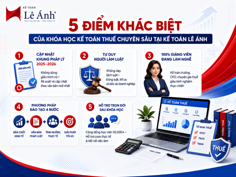 5 điểm khác biệt của khóa học kế toán thuế chuyên sâu