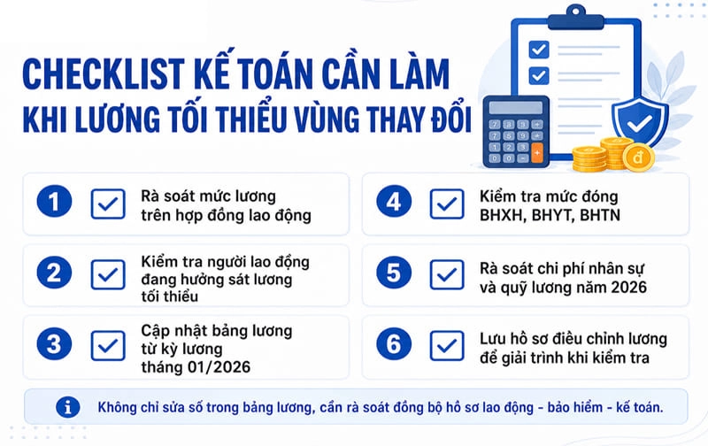 Checklist kế toán cần làm khi lương tối thiểu vùng thay đổi