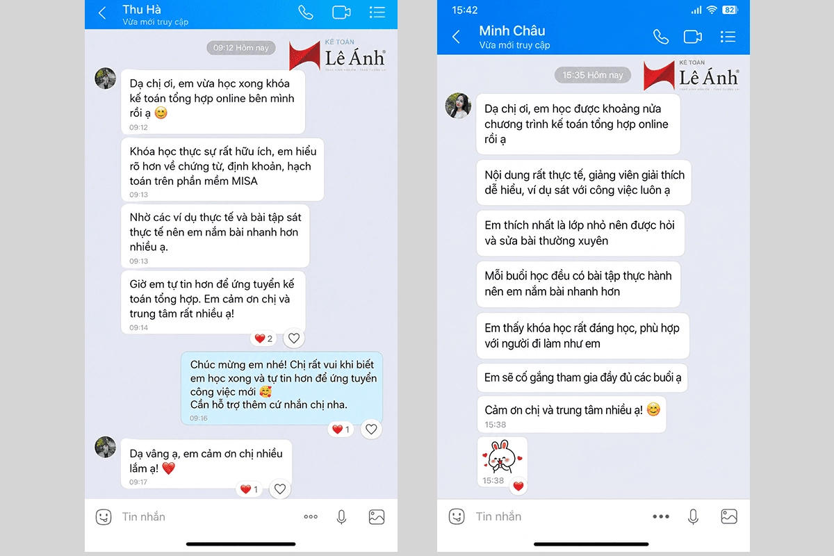 Feedback khóa học kế toán tổng hợp online tại Kế toán Lê Ánh