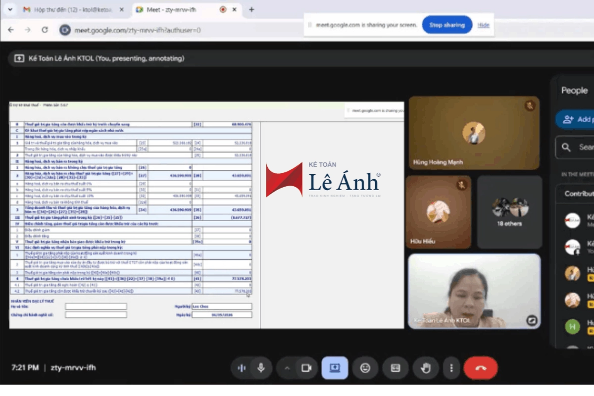 hình ảnh lớp thuế online c25tn cô Lam
