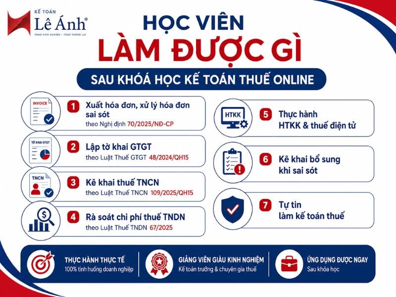 học viên làm được gì sau khóa học kế toán thuế online