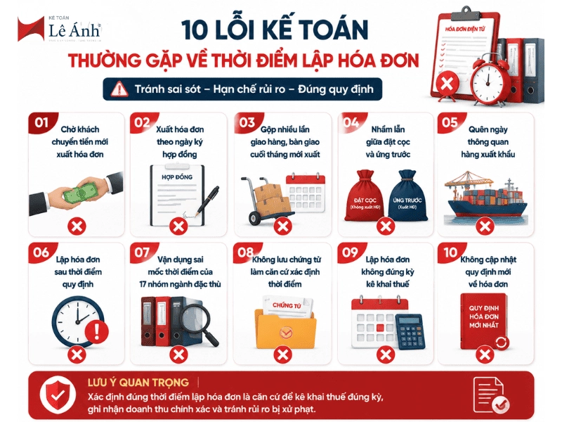 10 lỗi kế toán thường gặp về thời điểm lập hóa đơn