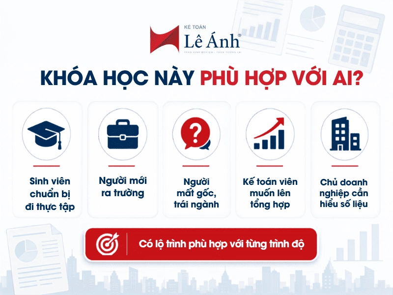 Đối tượng khóa học kế toán tổng hợp thực hành tại TPHCM