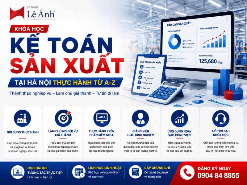 khóa học kế toán giá thành tại hà nội