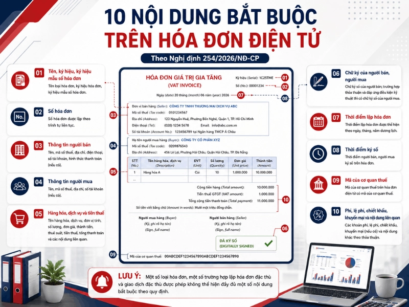 Nội dung bắt buộc trên hóa đơn điện tử