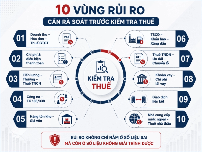 10 vùng rủi ro cần rà soát trước kiểm tra thuế