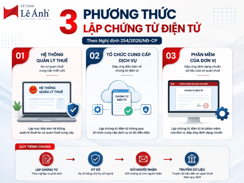 Ba phương thức lập chứng từ điện tử theo Nghị định 254/2026/NĐ-CP