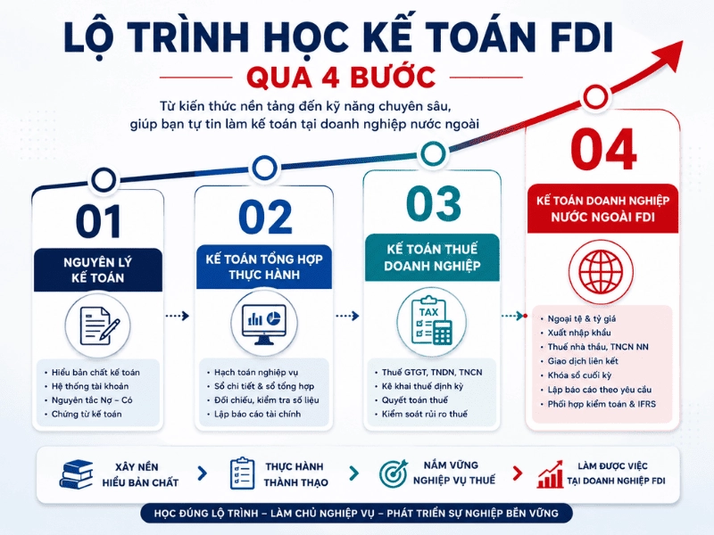 4 bước lộ trình học kế toán FDI từ nguyên lý đến kế toán doanh nghiệp nước ngoài