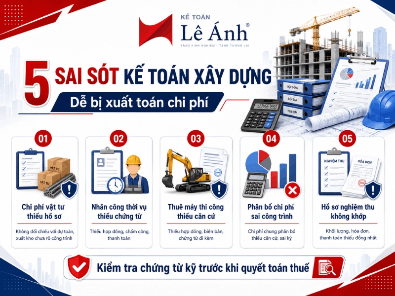 5 sai sót kế toán xây dựng dể bị xuất toán chi phí