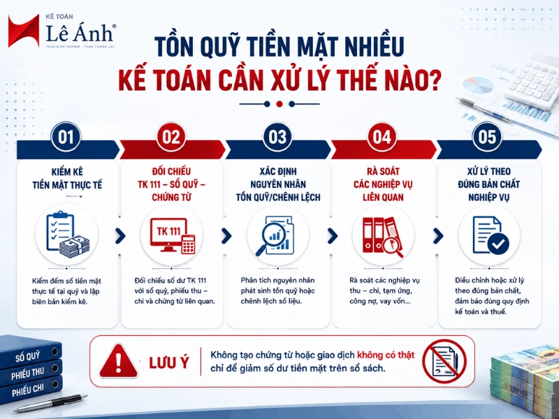 Cách xử lý tồn quỹ tiền mặt lớn khi doanh nghiệp quyết toán thuế