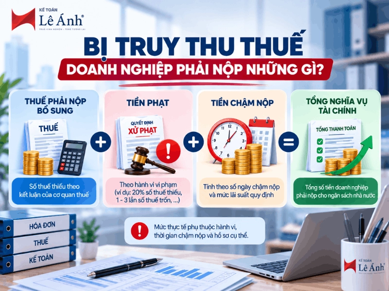 Bị truy thu thuế doanh nghiệp phải nộp thuế bổ sung, tiền phạt và tiền chậm nộp