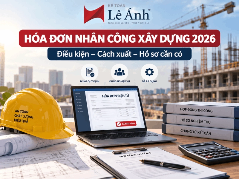 Hóa đơn nhân công xây dựng 2026 và hướng dẫn cách xuất hóa đơn, chuẩn bị hồ sơ