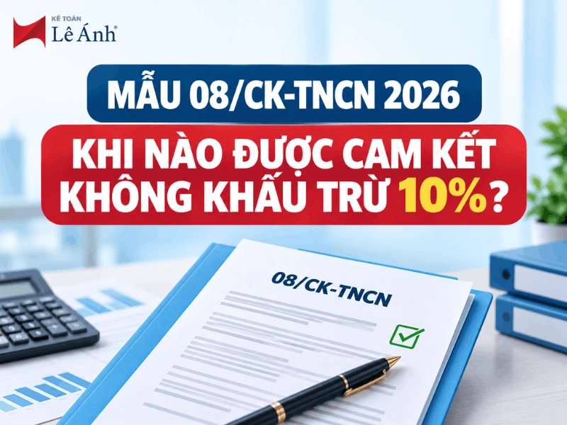 Điều kiện lập Mẫu 08/CK-TNCN 2026 để tạm thời không khấu trừ 10% thuế TNCN
