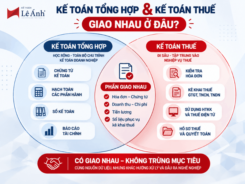Kế toán Tổng hợp và Kế toán Thuế có phần nội dung nào giao nhau