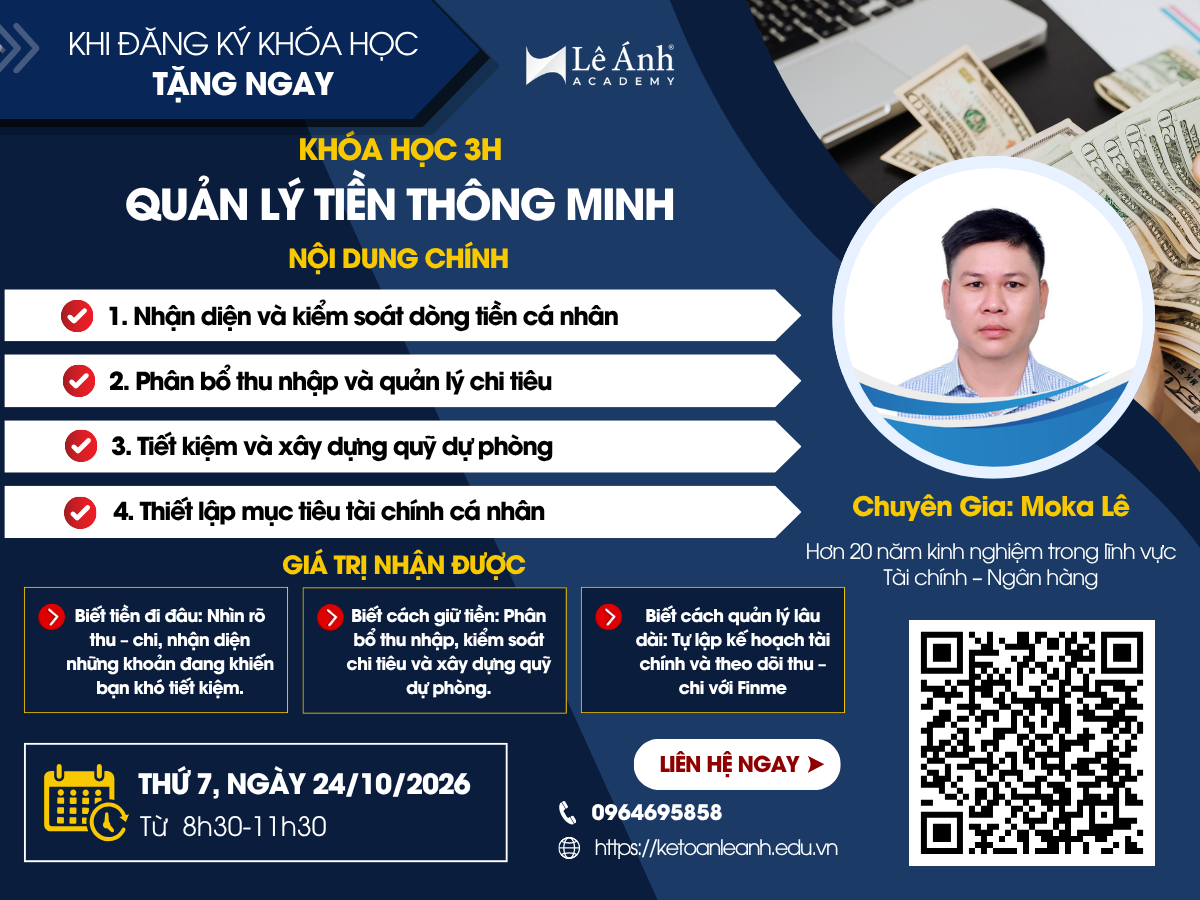 Tặng Khóa học quản lý tiền thông minh khi đăng ký các khóa học tại Lê Ánh