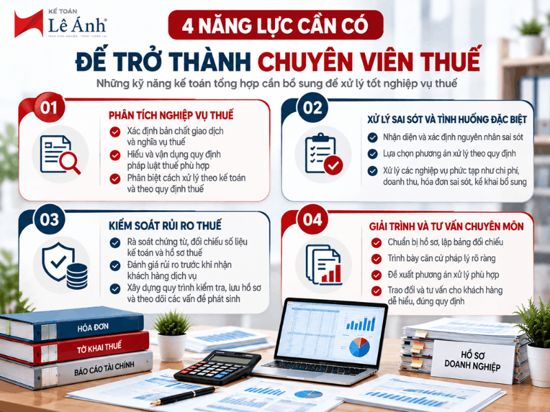 Bốn năng lực kế toán tổng hợp cần bổ sung để trở thành chuyên viên thuế