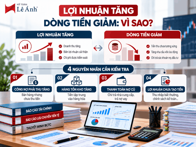 Các nguyên nhân lợi nhuận doanh nghiệp tăng nhưng dòng tiền giảm