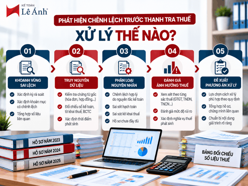 Quy trình 5 bước xử lý chênh lệch hồ sơ nhiều kỳ trước thanh tra thuế