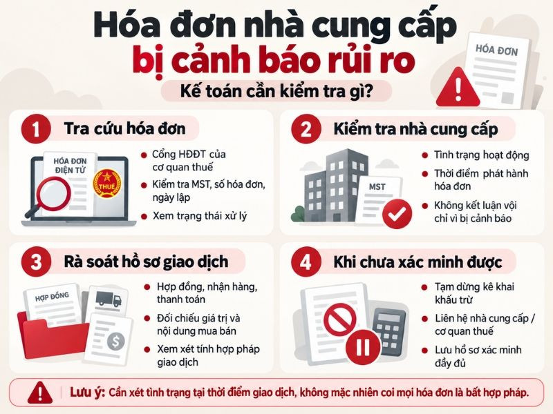 Cách xử lý hóa đơn từ nhà cung cấp có rủi ro thuế