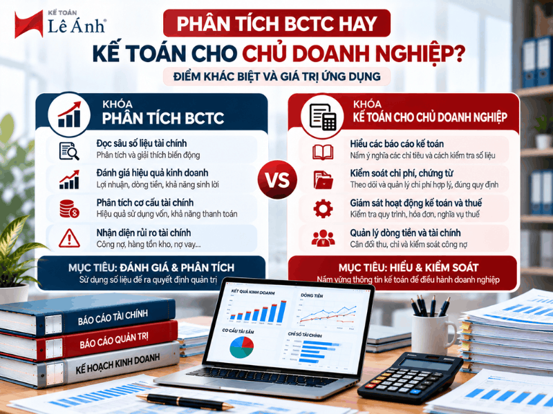 So sánh khóa Phân tích Báo cáo Tài chính và Kế toán cho Chủ doanh nghiệp